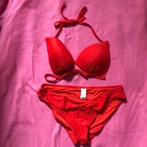 Red two piece bikini